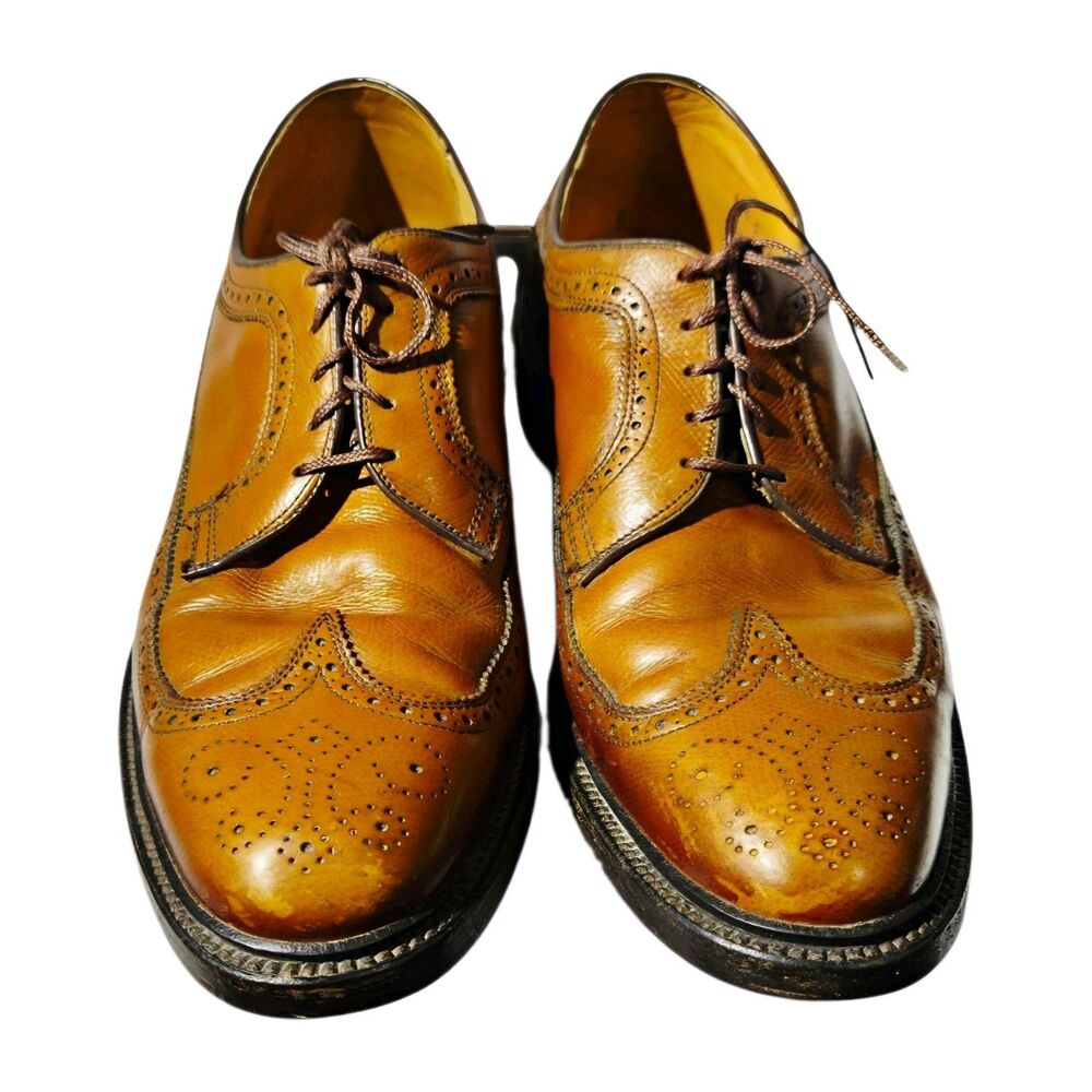 Vintage Mason Exec Imperial Longwing Blucher  Cognac Grain Shoes 10.5 C (Narrow)